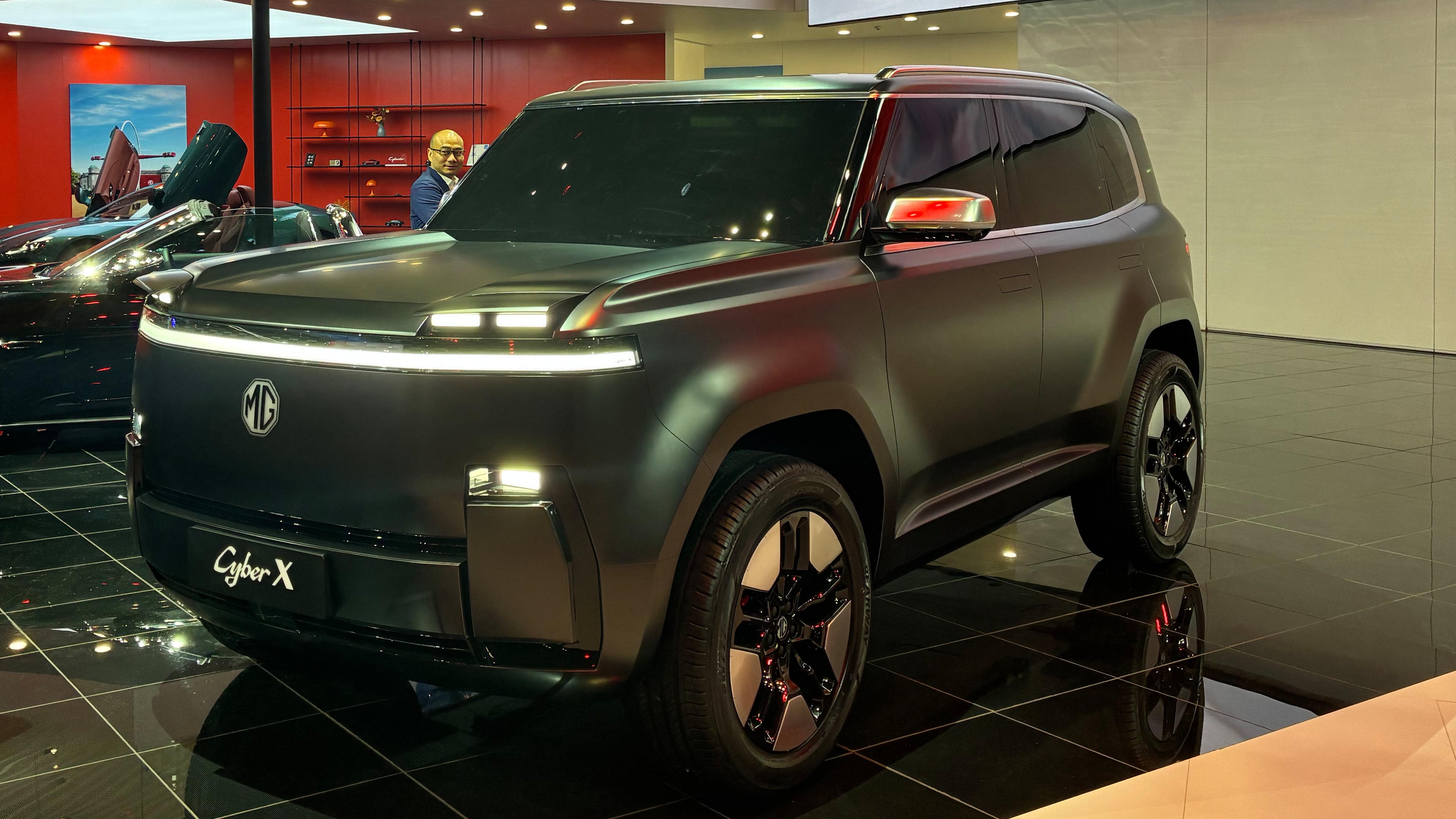 Front view of the MG Cyber X SUV concept from the Shanghai auto show