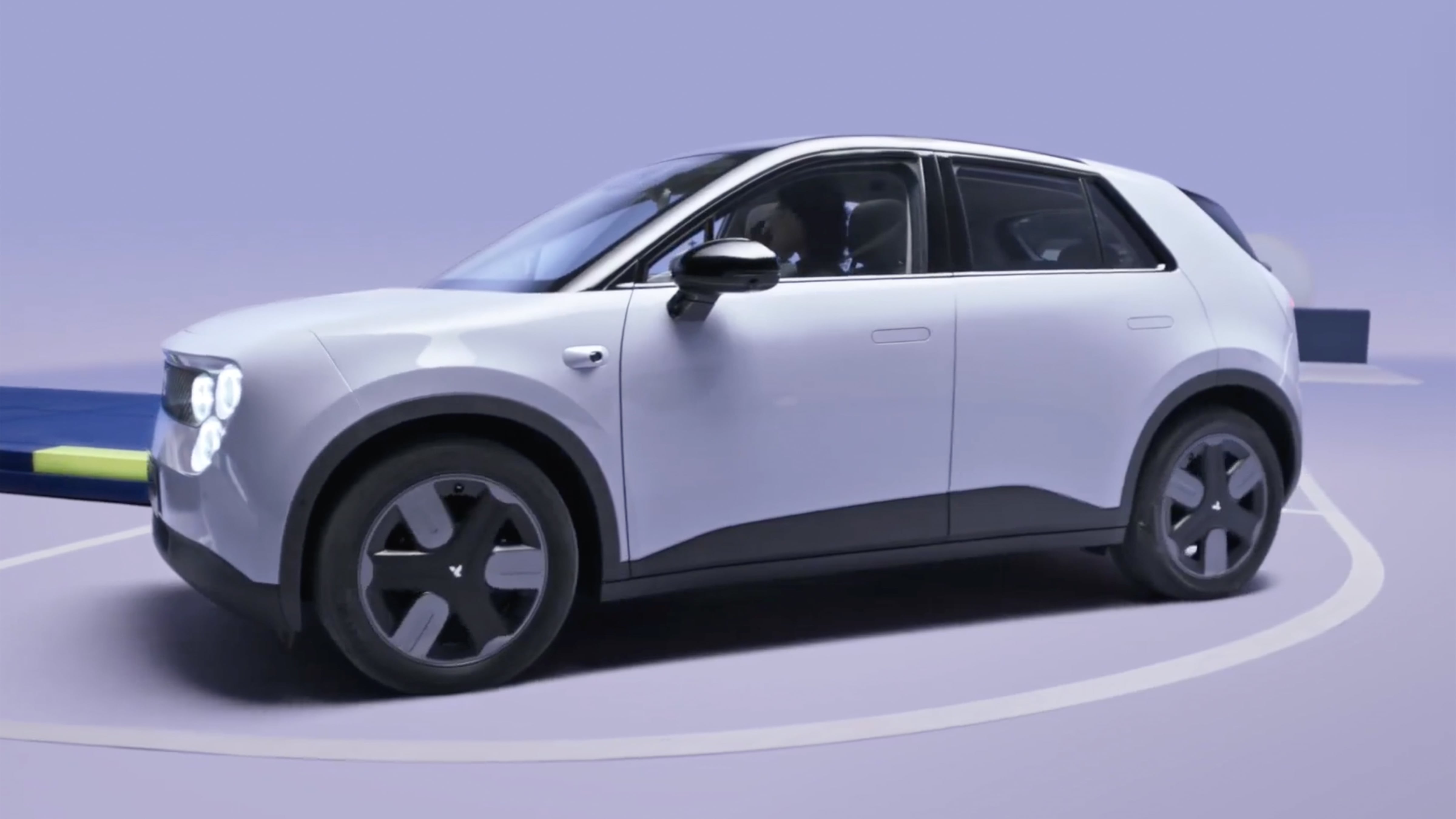 A white compact hatchback EV from Nio subbrand Firefly